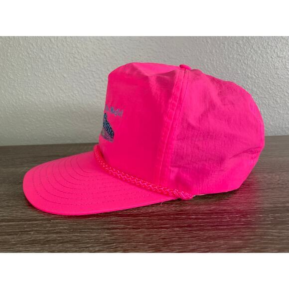 Vintage 90s Nissin Neon Pink Shrine Circus Snapback Hat Rope Foam Trucker - Picture 10 of 16